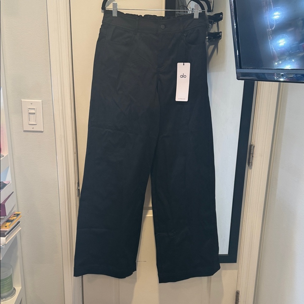 ALO Yoga Black Wanderlust Wide Leg Trousers